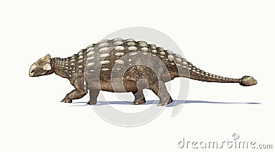 Photorealistic 3D rendering of an Ankylosaurus. Side view. Stock Photo