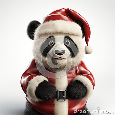Photorealistic 3d Rendering Of Santa Claus Panda Bear Stock Photo