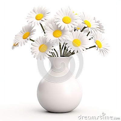 Photorealistic Daisy In Modern Ceramic Vase - High-quality Stock Photo Stock Photo