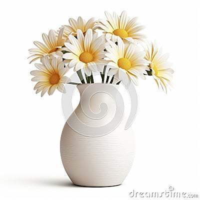 Photorealistic Daisy In Modern Mat Ceramic Vase - Free Commercial Use Stock Photo