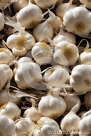 Photorealistic Detailed Seamless Pattern of Garlic Stock Photo