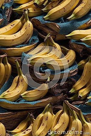 Photorealistic Detailed Seamless Patterns of Bananas Stock Photo