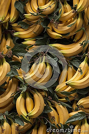 Photorealistic Detailed Seamless Patterns of Bananas Stock Photo