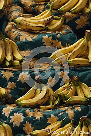 Photorealistic Detailed Seamless Patterns of Bananas Stock Photo