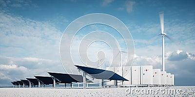 Photorealistic futuristic concept of renewable energy storage Stock Photo