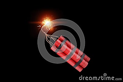 Photorealistic image of a bunch of sticks of dynamite on a light background. Copy space, 3D illustration, 3D render Cartoon Illustration