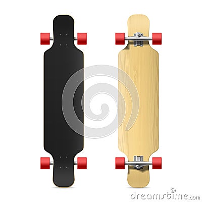 Photorealistic longboard, skateboard Vector Illustration