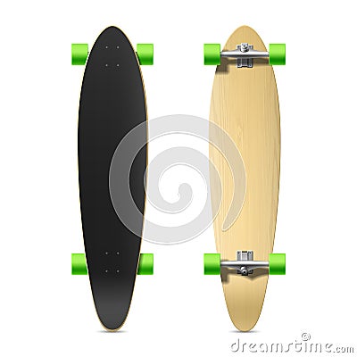 Photorealistic longboard, skateboard Vector Illustration