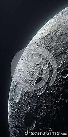 Photorealistic Moon Surface: Bold, Dramatic Forms And Clean Lines Stock Photo