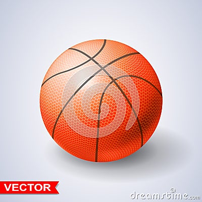 Photorealistic orange basketball ball vector icon Vector Illustration