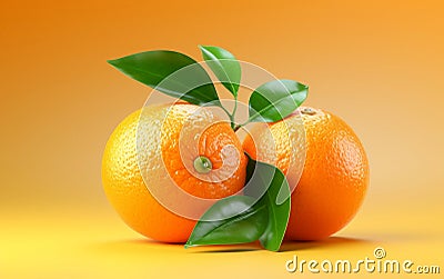 Photorealistic orange fruit on a solid background, Generative Ai Stock Photo