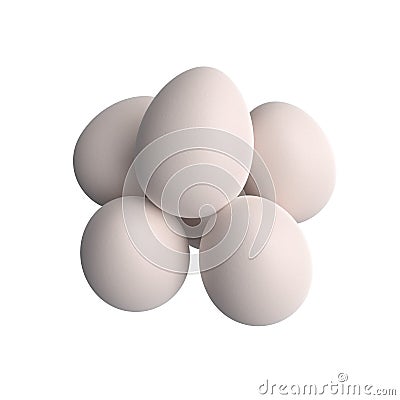 White chicken eggs group isolated on white background Stock Photo