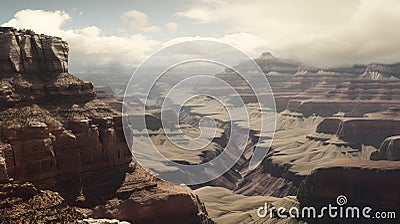 Photorealistic Rendering Of Clouds Over Canyon With Subtle Color Gradations Stock Photo