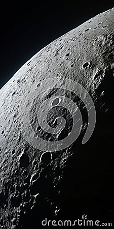 Photorealistic Renderings Of The Moon: High Contrast Chiaroscuro Closeup Stock Photo