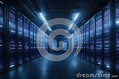 Photorealistic representation of a secure data center cybersecurity image generated Ai Stock Photo