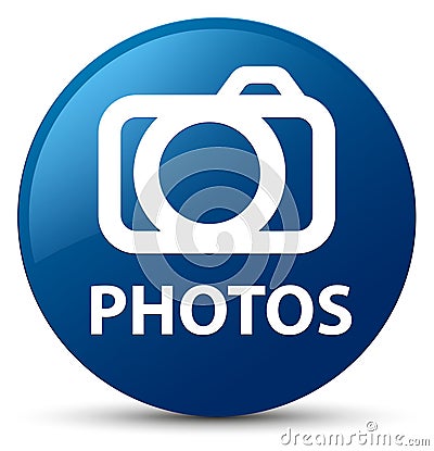 Photos (camera icon) blue round button Cartoon Illustration