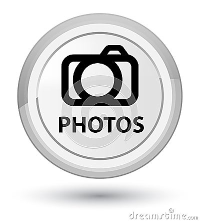 Photos (camera icon) prime white round button Cartoon Illustration