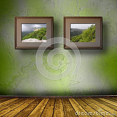 Photos of the Crimea in the old wooden frame Stock Photo