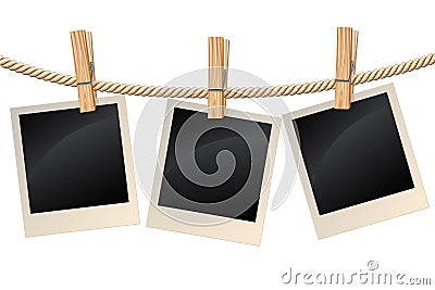 Photos hanging on a clothesline Vector Illustration