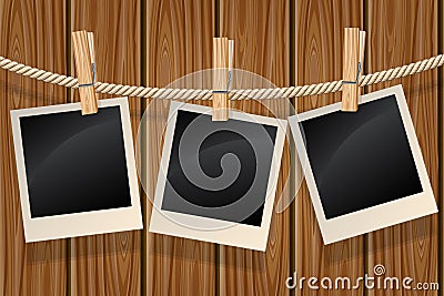 Photos hanging on a clothesline Vector Illustration