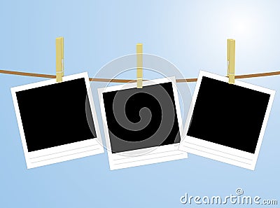 Photos hanging on rope Vector Illustration