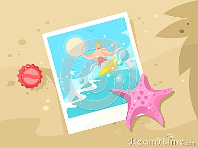 Photos surfer on the a wave crest Vector Illustration