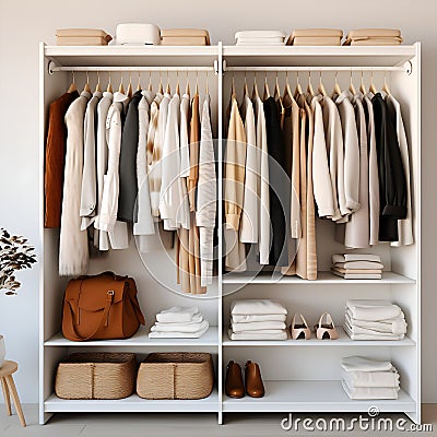 Photos of a tidy closet generated by artificial intelligence Stock Photo