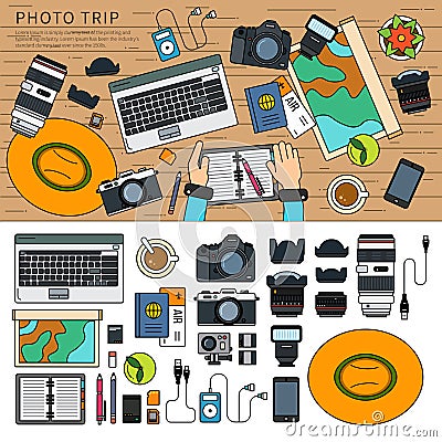 Photos after trip set Vector Illustration