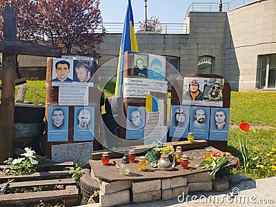 Photos of victims of the protests at Maidan Nezalezhnosti in Kiev Editorial Stock Photo