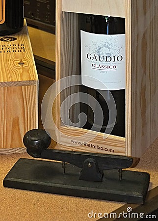 Quality wine bottles decorated in a shop Editorial Stock Photo