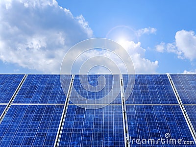 Photovoltaic panels with the sky in the background Stock Photo