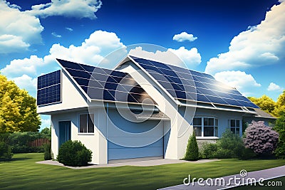 Photovoltaic solar panels, Generative AI Illustration Stock Photo