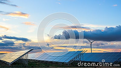 Photovoltaic and wind farms in the province of Albacete I Stock Photo