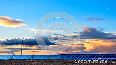 Photovoltaic and wind farms in the province of Albacete III Stock Photo