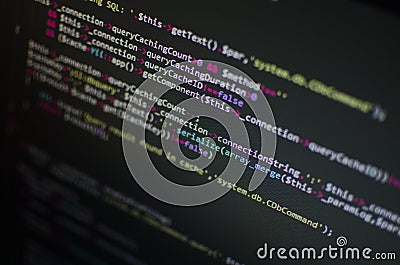 PHP CSS code in computer Editorial Stock Photo