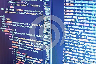 PHP development, software site code. Abstract concept graphic technology element Abstract software process. Front-end applications Stock Photo