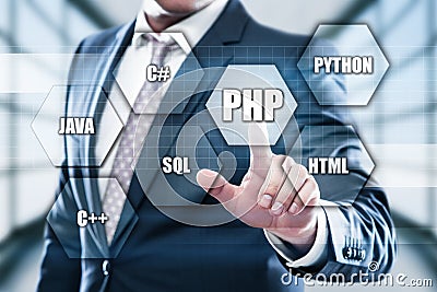 PHP Programming Language Web Development Coding Concept Stock Photo