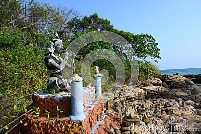 Phra Aphai Mani statue at Sai Kaew Beach, Mu Koh Samet Editorial Stock Photo