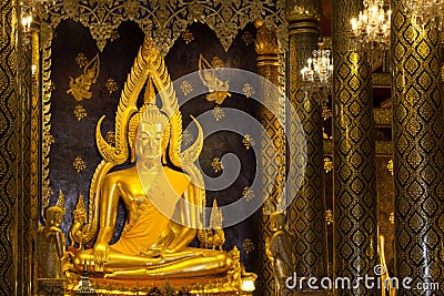 Phra Buddha Chinnarat is the most beautiful and the large bronze Stock Photo