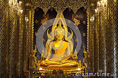 Phra Buddha Chinnarat at Phra Si Rattana Mahathat temple ,Phitsanulok Stock Photo