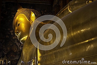 Phra Buddhasaiyas enshrined at Wat Phra Chettuphon Wimon Mangkhalaram Ratchaworamahawihan or Wat Pho Stock Photo