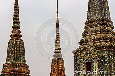 Phra Chedi Rai monuments at the Wat Pho Temple, Bangkok, Thailand Stock Photo