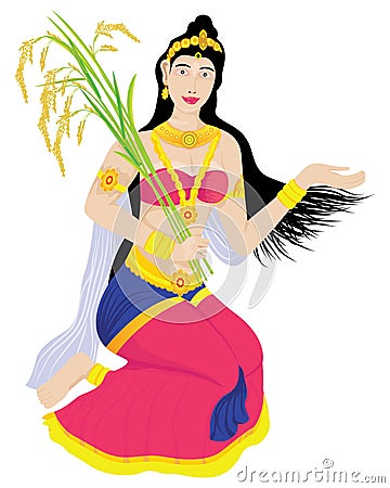 Phra Mae Phosop the lady in ilterature Vector Illustration