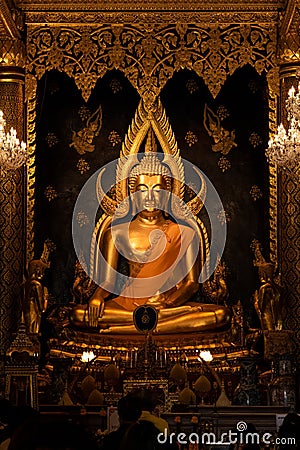 Phra Phuttha Chinnarat Buddha statue at Wat Phra Si Rattana Mahathat Editorial Stock Photo