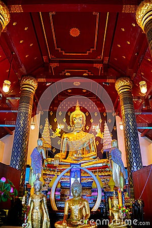 Phra Phuttha Chinnasi Buddha Image at Wat Phra Si Rattana Mahathat Temple in Phitsanulok Stock Photo