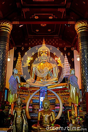Phra Phuttha Chinnasi Buddha Image at Wat Phra Si Rattana Mahathat Temple in Phitsanulok Stock Photo