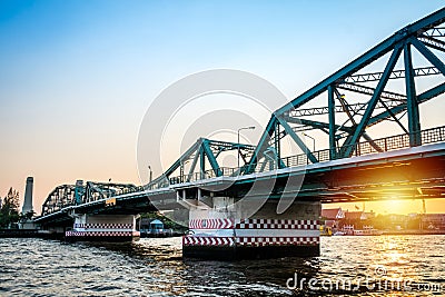 Phra Phuttha Yodfa Bridge, Memorial Bridge,Bangkok Stock Photo