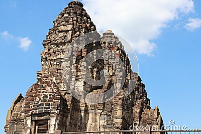 Phra prang Sam Yot three holy prangs in Lopburi province, Thailand. Stock Photo