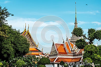 Phra Prang of Wat Arun and the Ubosot, Arun temple Bangkok. Stock Photo