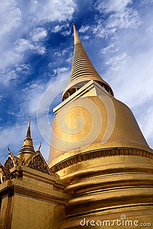 Phra Sri Rattana Chedi at Wat Phra Kaew Temple in Bangkok, Thailand Stock Photo